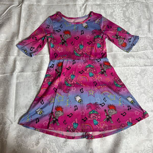 Girls DreamWorks Trolls World Tour Casual Dress 6X Pink Blue